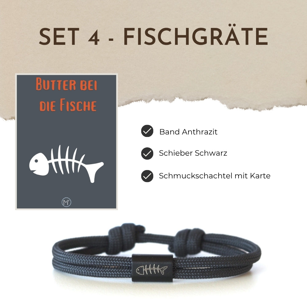 Segeltauarmband Set 4 - Fischgräte