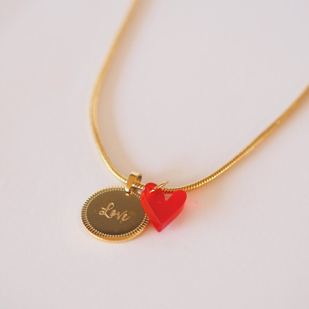 Acryl Edelstahl Gravurkette Love