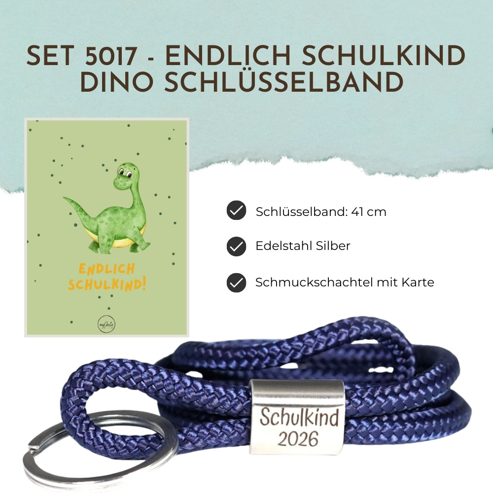 Schlüsselband 5017 - Endlich Schulkind Dino Silber