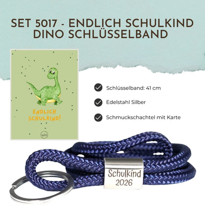 Schlüsselband 5017 - Endlich Schulkind Dino Silber