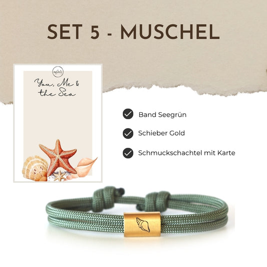 Segeltauarmband Set 5 - Muschel