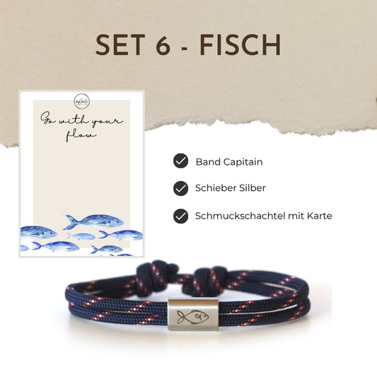 Segeltauarmband Set 6 - Fisch