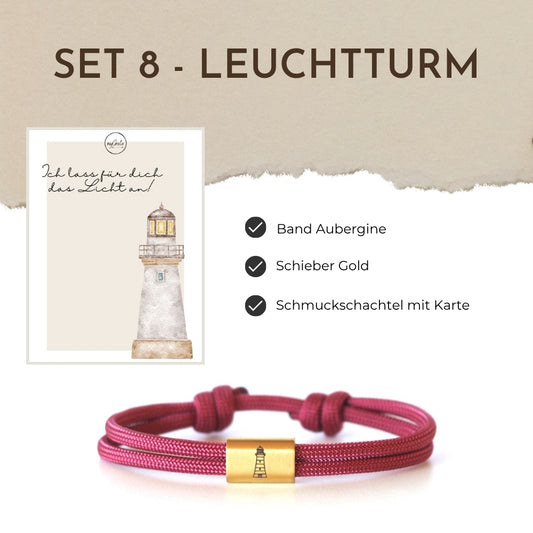 Segeltauarmband Set 8 - Leuchtturm