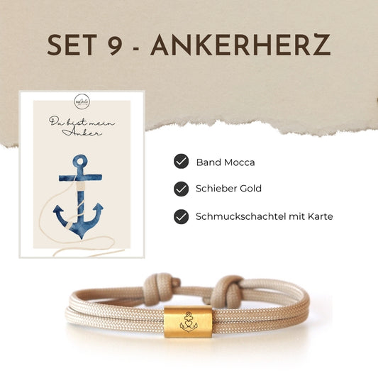 Segeltauarmband Set 9 - Ankerherz