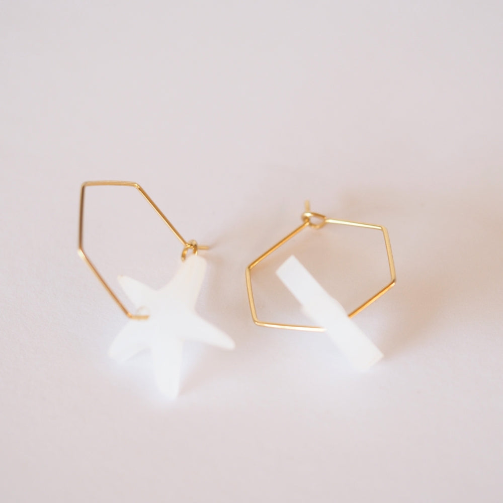 Acryl Ohrring Hexagon Seestern