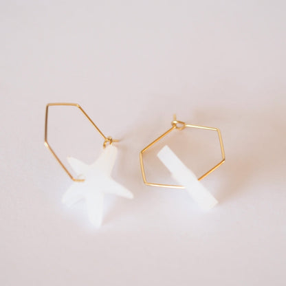 Acryl Ohrring Hexagon Seestern