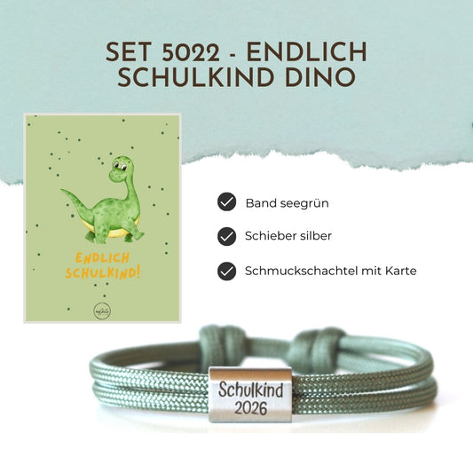 Segeltauarmband 5022 - Endlich Schulkind Dino